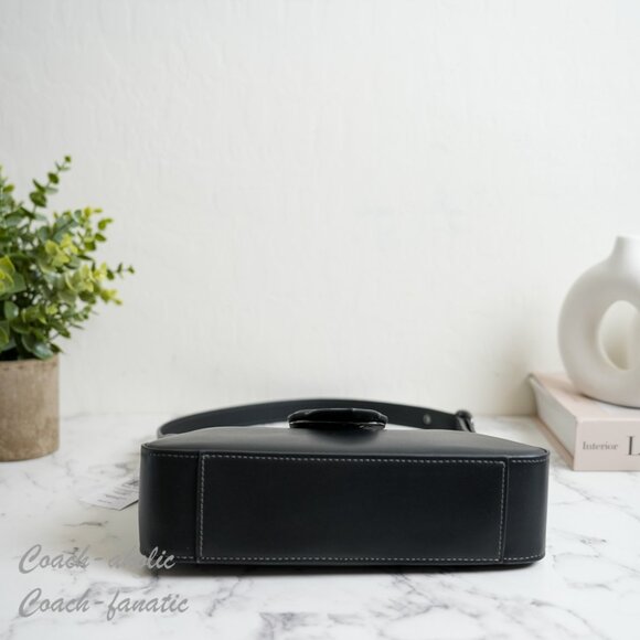 NWT Coach CAA92 Eliza Shoulder Bag With Zipper Closure Refined Leather Black - Picture 9 of 14